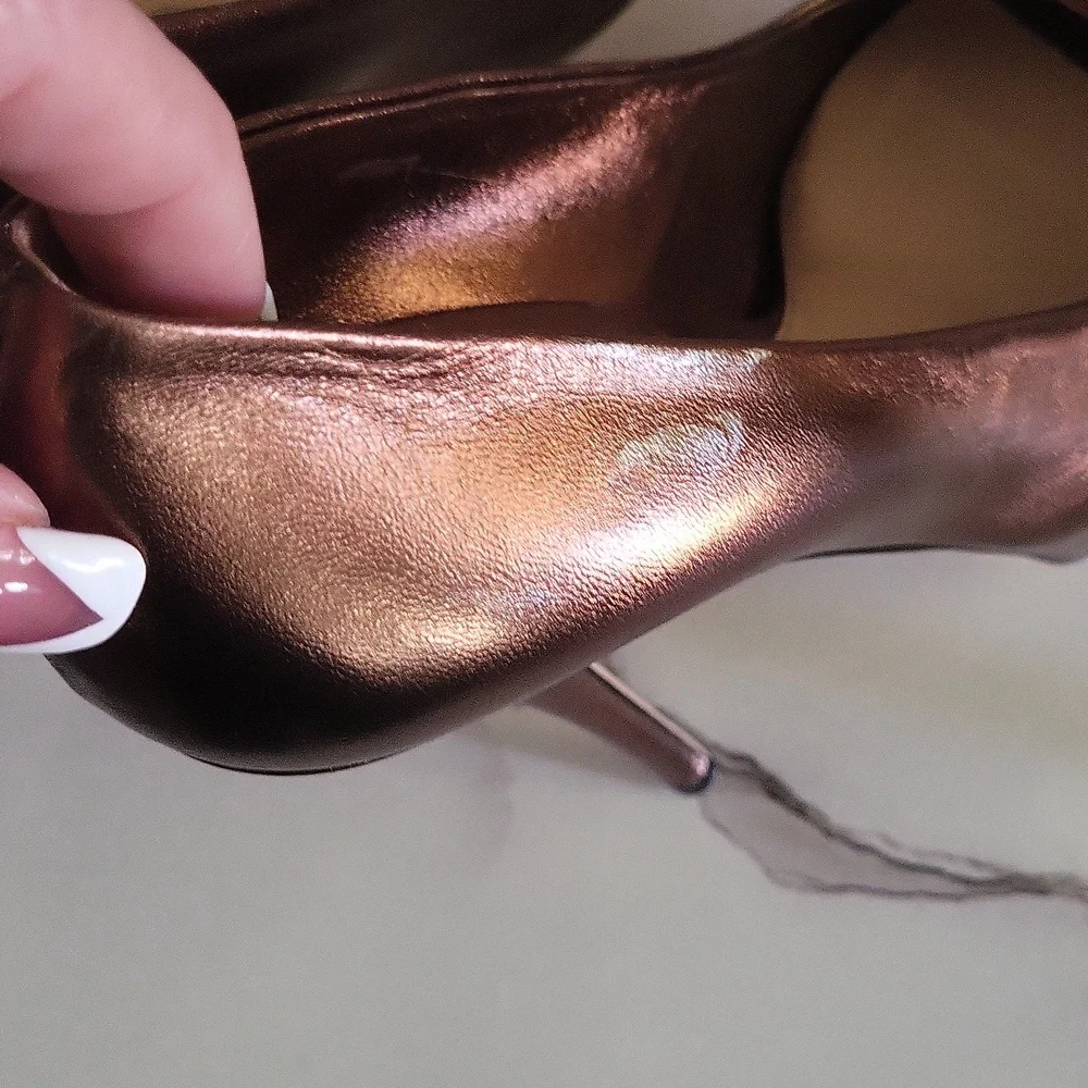 GUCCI Gucci Copper Gold Sofia peep-toe platform pumps/heels Golden Bronze